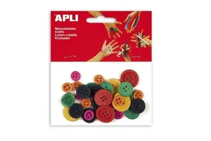 Holzknöpfe APLI, Farbmix, 30 Stück